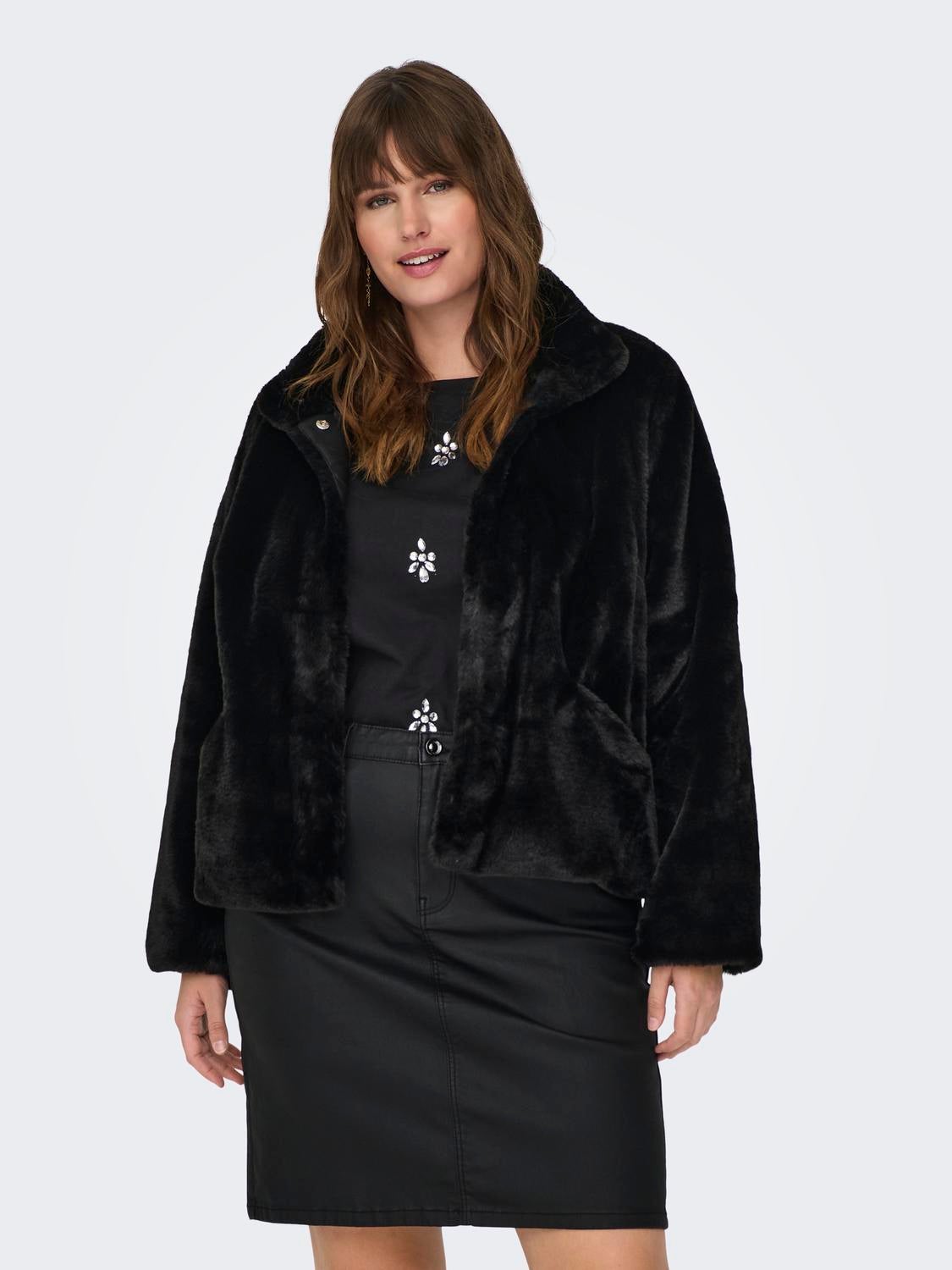 CARNEWVIDA Faux fur jacket Black ONLY