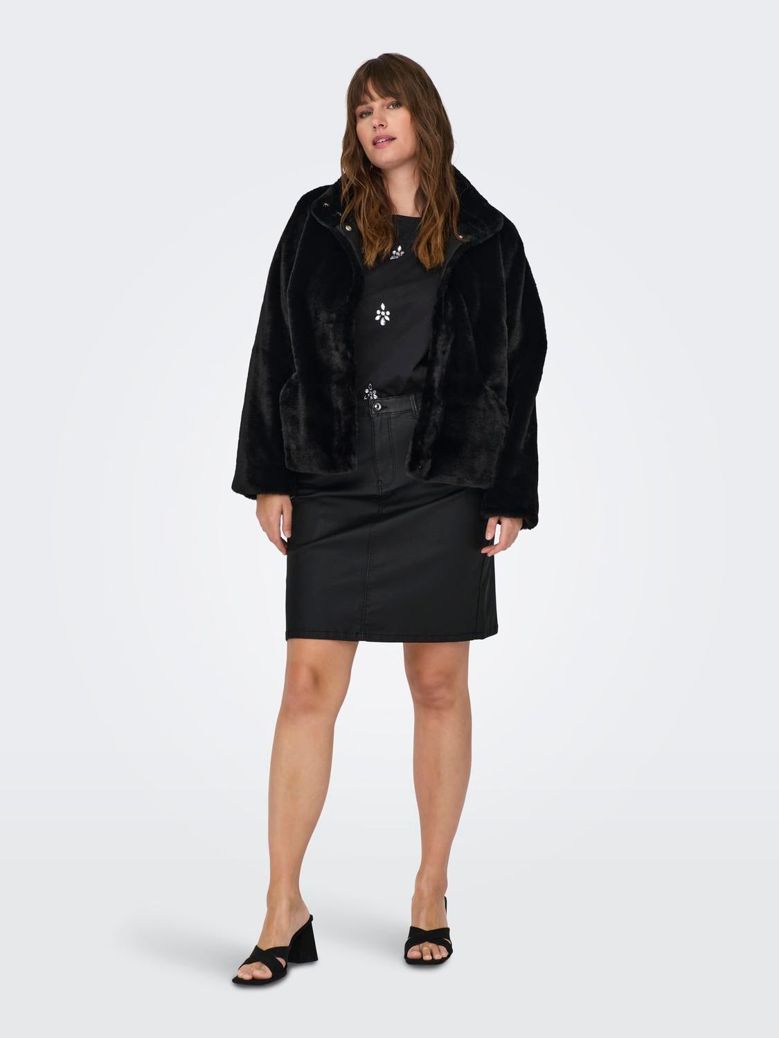 Black fur womens coat online