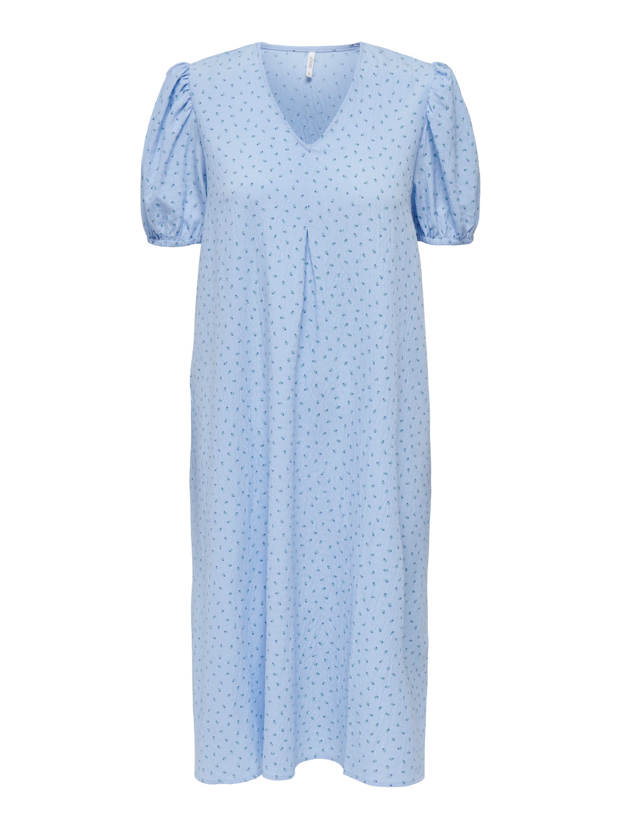 ONLY Box Fit V-Neck Puff sleeves Midi dress -Cashmere Blue - 15295524