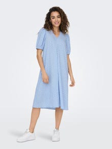 ONLY Midi v-hals kjole -Cashmere Blue - 15295524