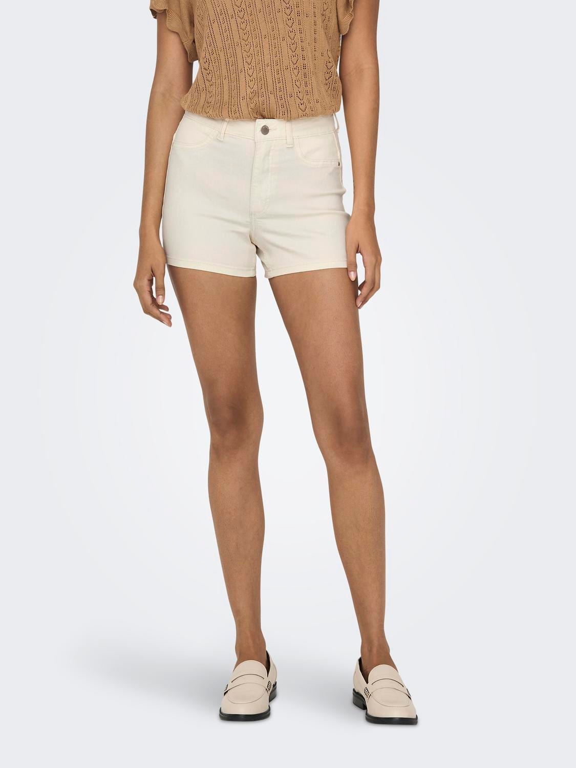 ONLY Locker geschnitten Hohe Taille Shorts -Ecru - 15295526