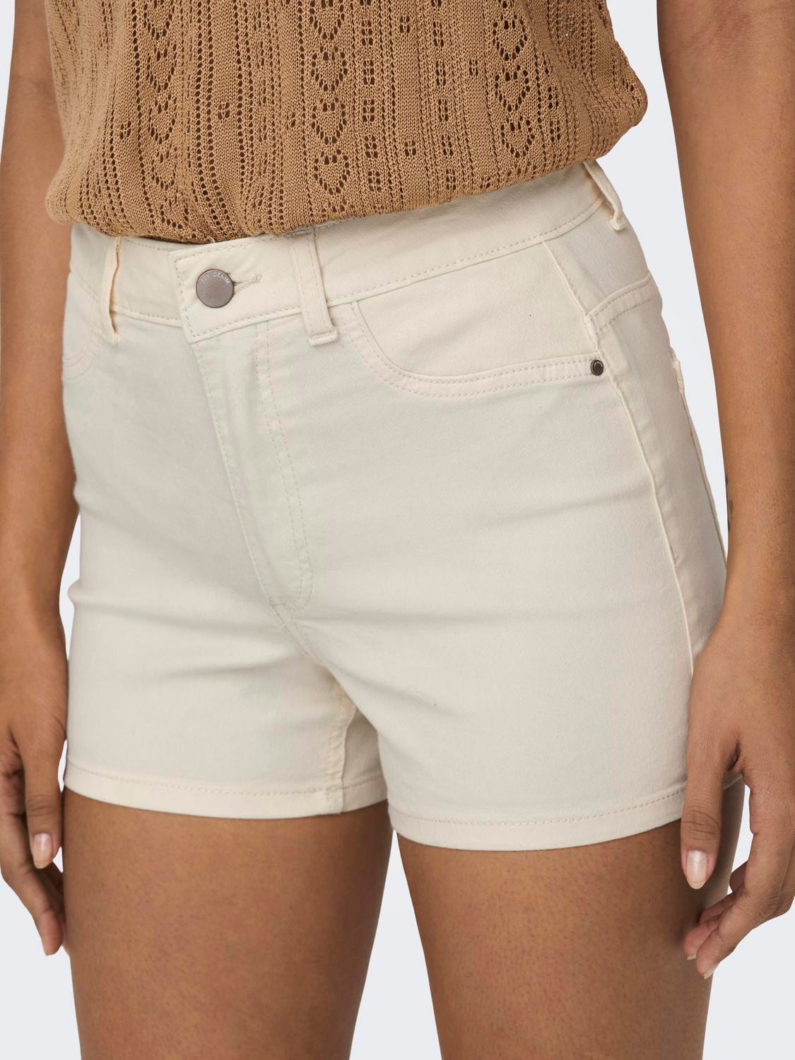 ONLY Højtaljede Shorts -Ecru - 15295526