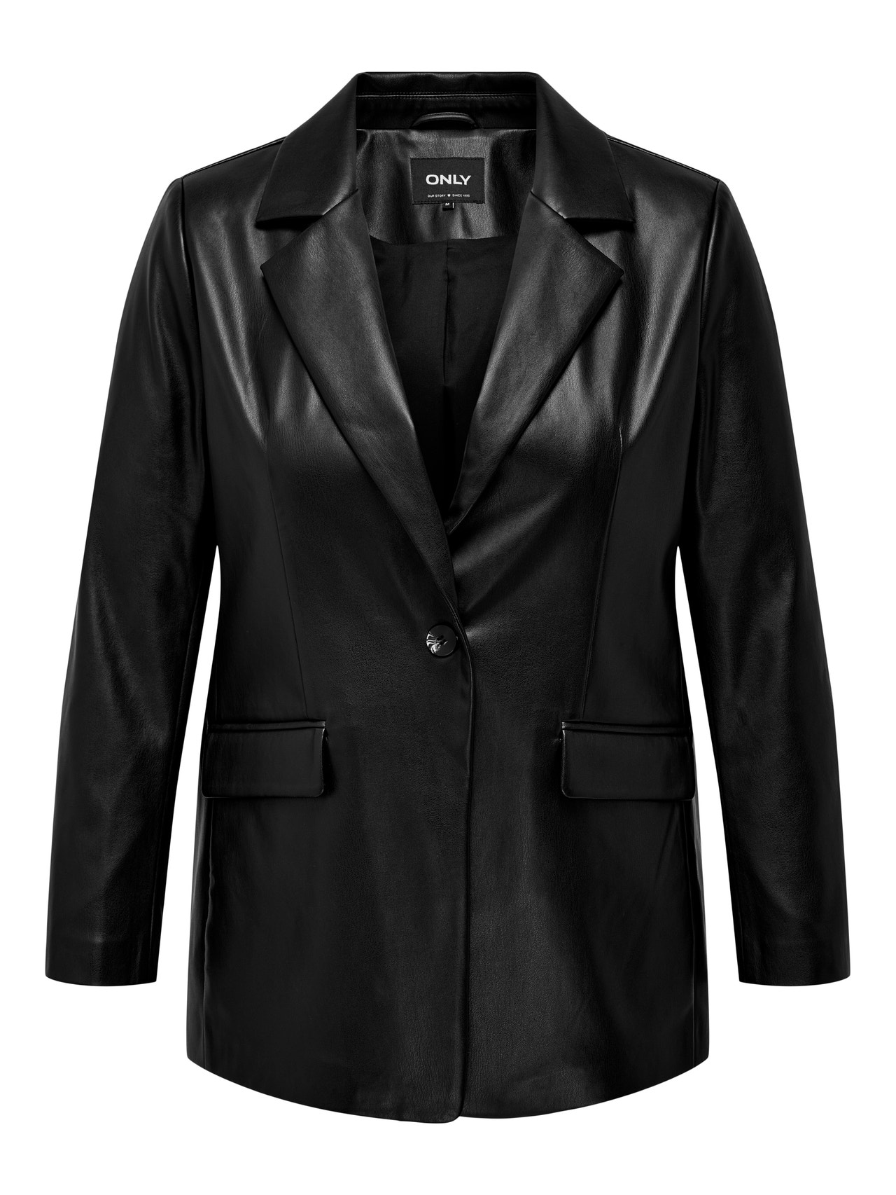 ONLY Curvy faux leather blazer -Black - 15295527