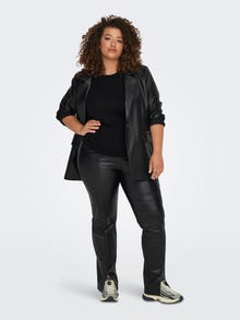ONLY Curvy faux leather blazer -Black - 15295527