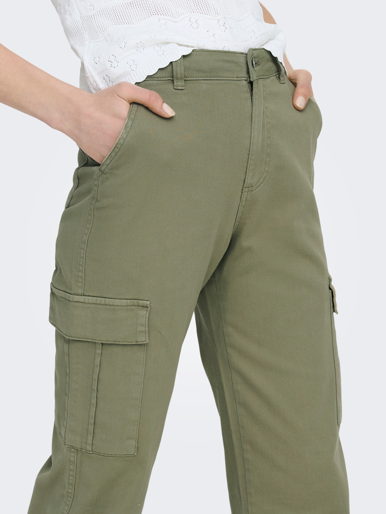 ONLY Straight Fit High waist Cargo Trousers -Mermaid - 15295537