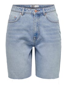 ONLY Loose Fit High waist Raw hems Shorts -Light Blue Denim - 15295540