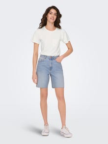 ONLY Shorts Loose Fit Taille haute Ourlet brut -Light Blue Denim - 15295540