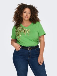 ONLY T-shirt Regular Fit Scollo a V -Vibrant Green - 15295542