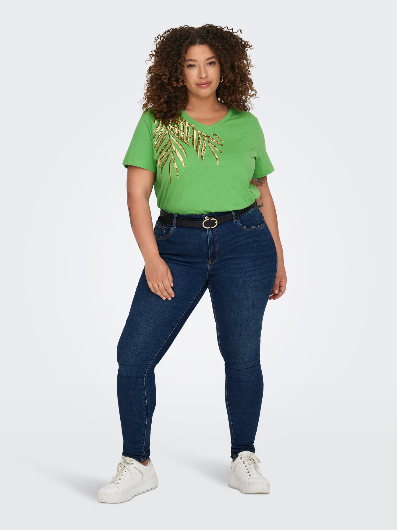 ONLY Regular fit V-Hals T-shirts -Vibrant Green - 15295542