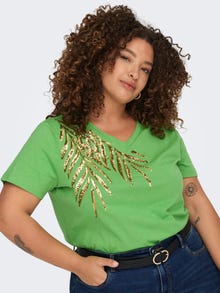 ONLY Regular fit V-pääntie T-paidat -Vibrant Green - 15295542