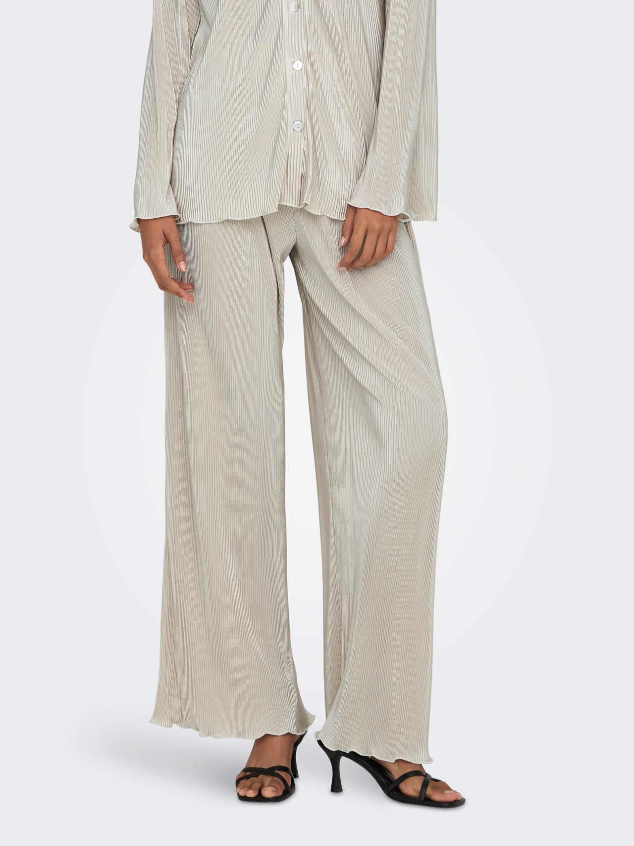 ONLY Wide Leg Fit Mid waist Trousers -Sandshell - 15295564