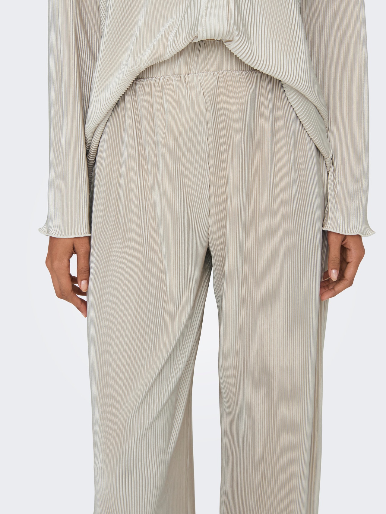 ONLY wide trousers with mid waist -Sandshell - 15295564