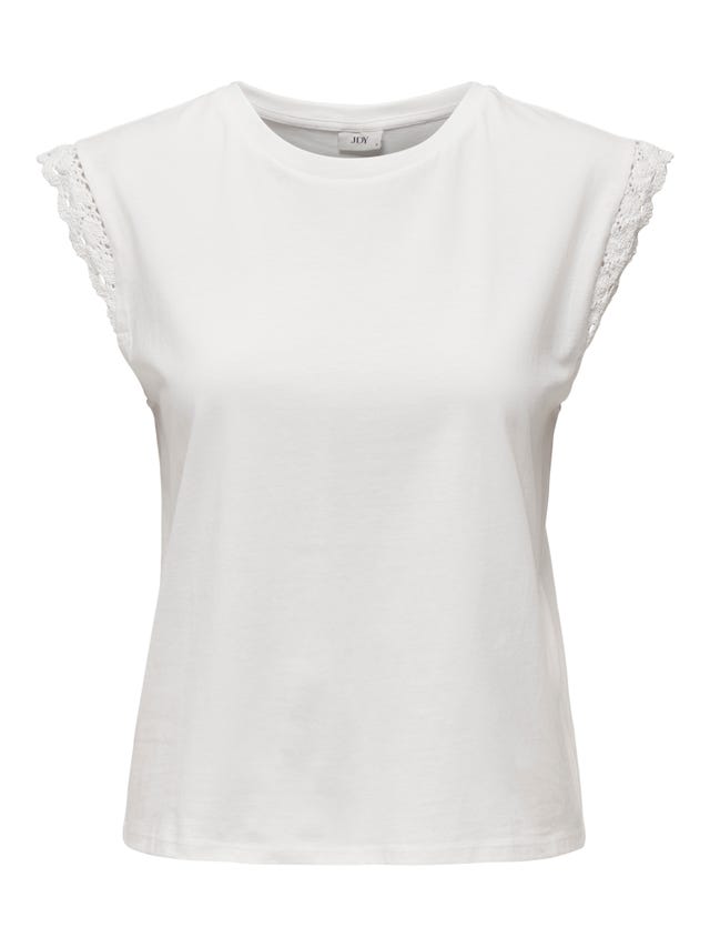 ONLY O-neck top with lace detail - 15295600