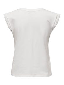 ONLY O-neck top with lace detail -Cloud Dancer - 15295600