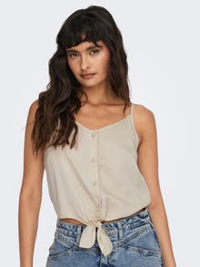 ONLY Cropped Fit V-Neck Top -Oatmeal - 15295604