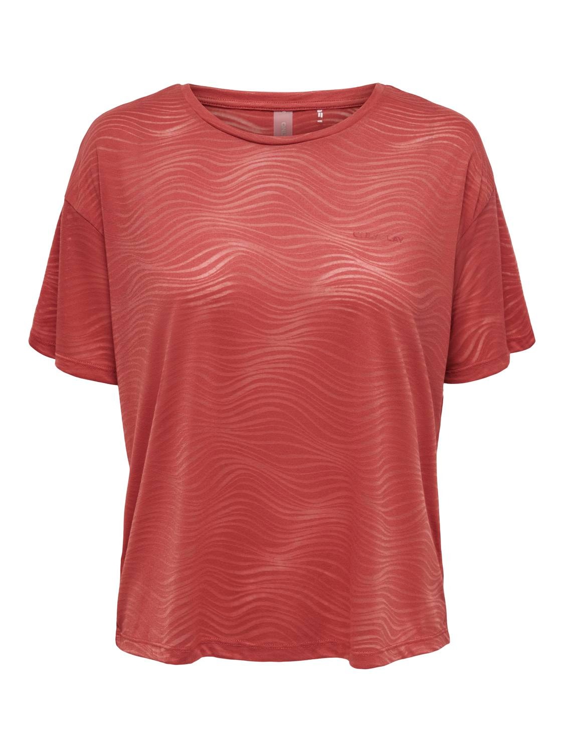 ONLY Locker geschnitten Rundhals Tief angesetzte Schulter T-Shirt -Mineral Red - 15295655