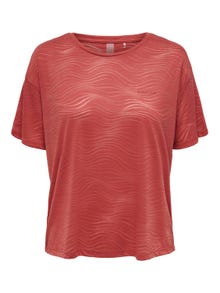 ONLY Lös passform O-ringning Nedsänkta axlar T-shirt -Mineral Red - 15295655