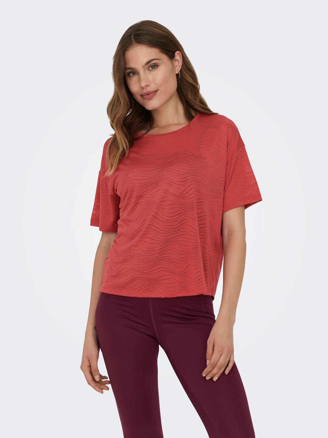ONLY Loose fit O-hals Lave skuldre T-skjorte -Mineral Red - 15295655
