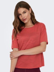 ONLY Loose fit O-hals Verlaagde schoudernaden T-shirts -Mineral Red - 15295655