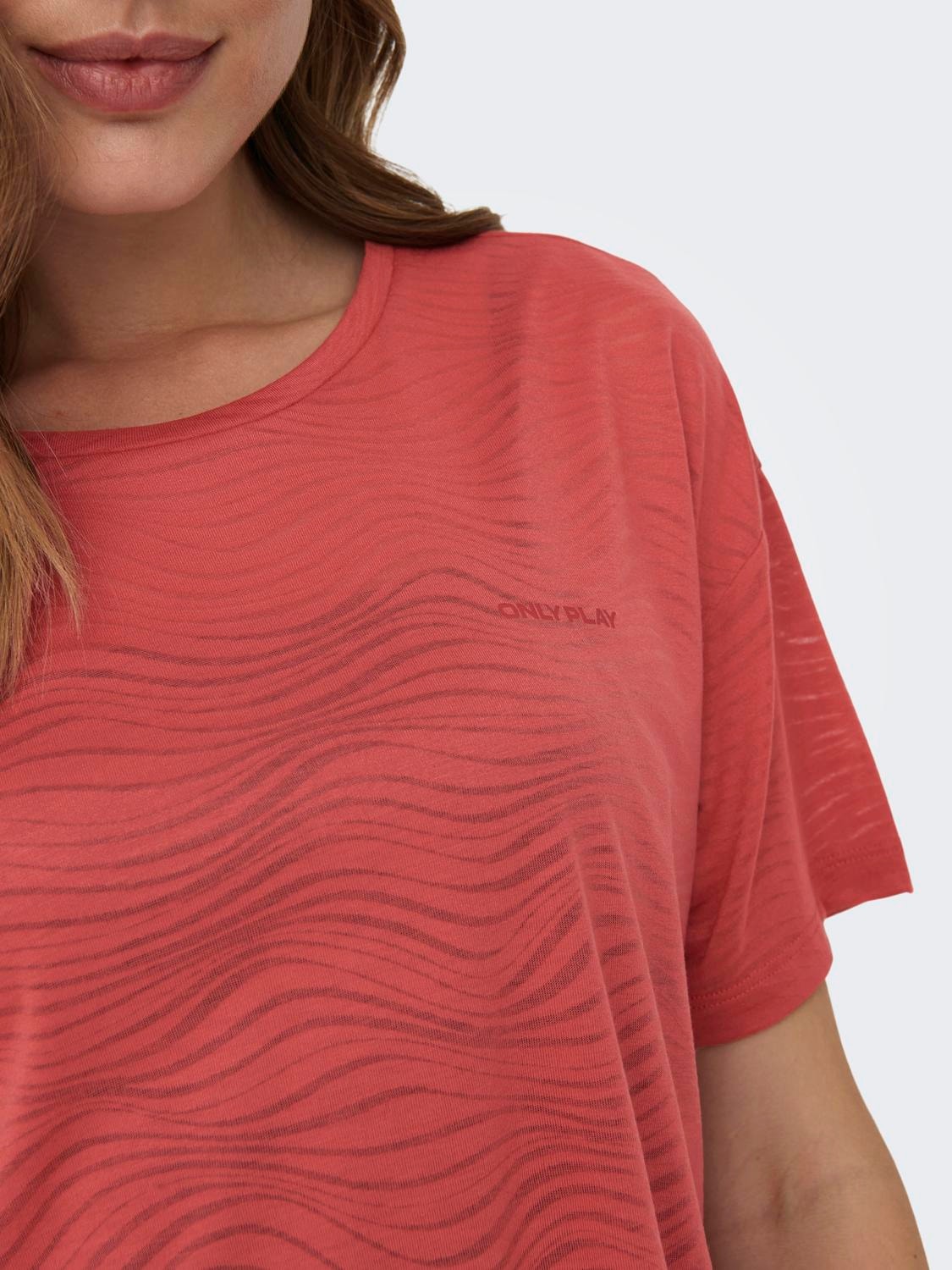 ONLY Loose Fit Round Neck Dropped shoulders T-Shirt -Mineral Red - 15295655