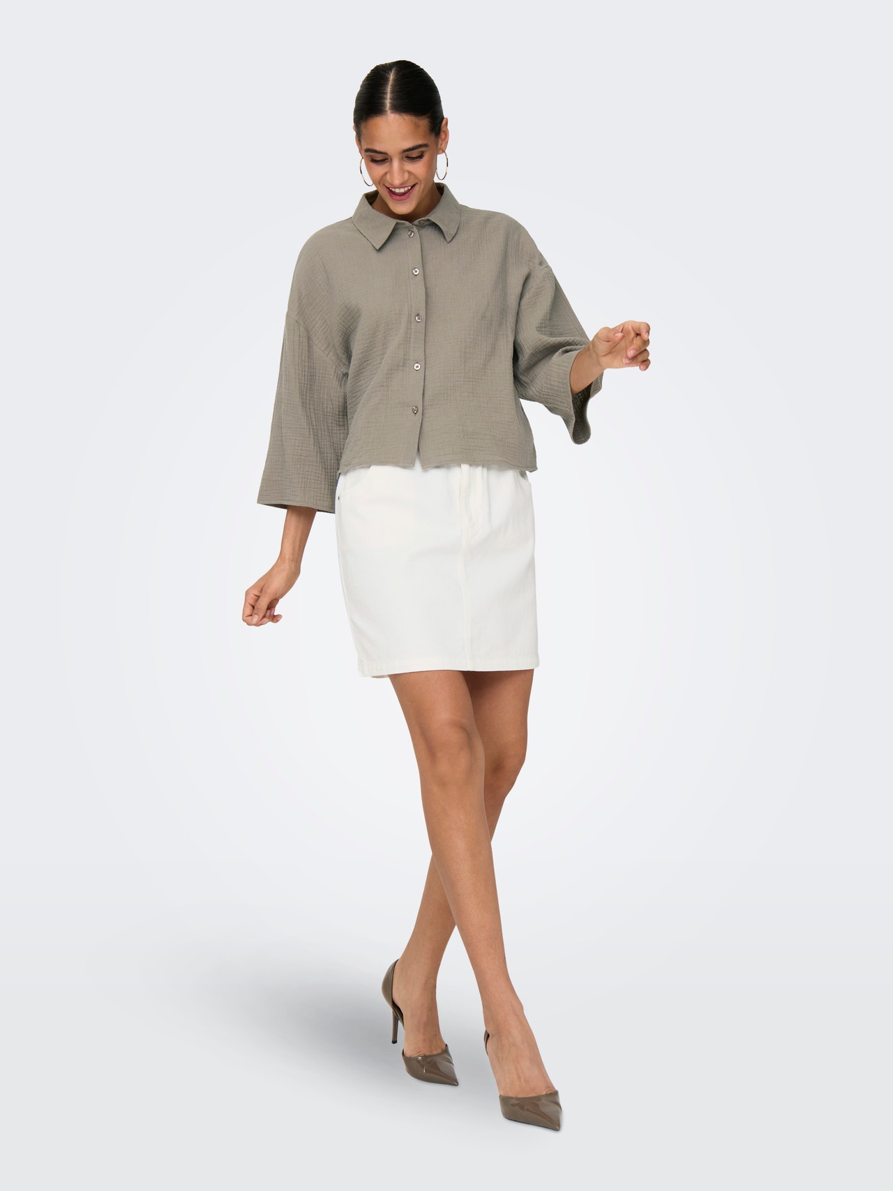 ONLY Mini skirt with high waist -Cloud Dancer - 15295671