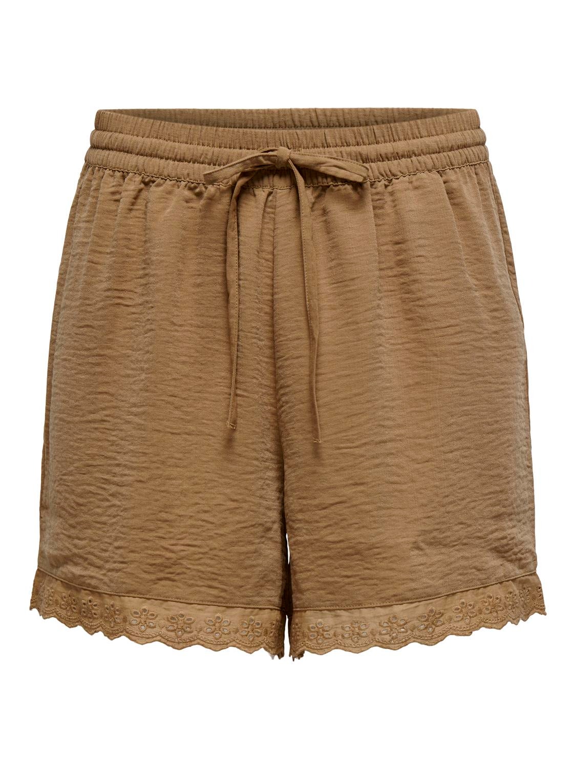 ONLY Shorts With Lace Edge -Toasted Coconut - 15295675