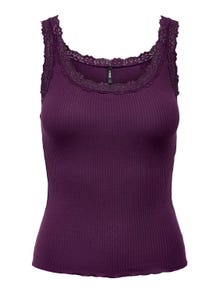 ONLY Lace Edge Top -Italian Plum - 15295689