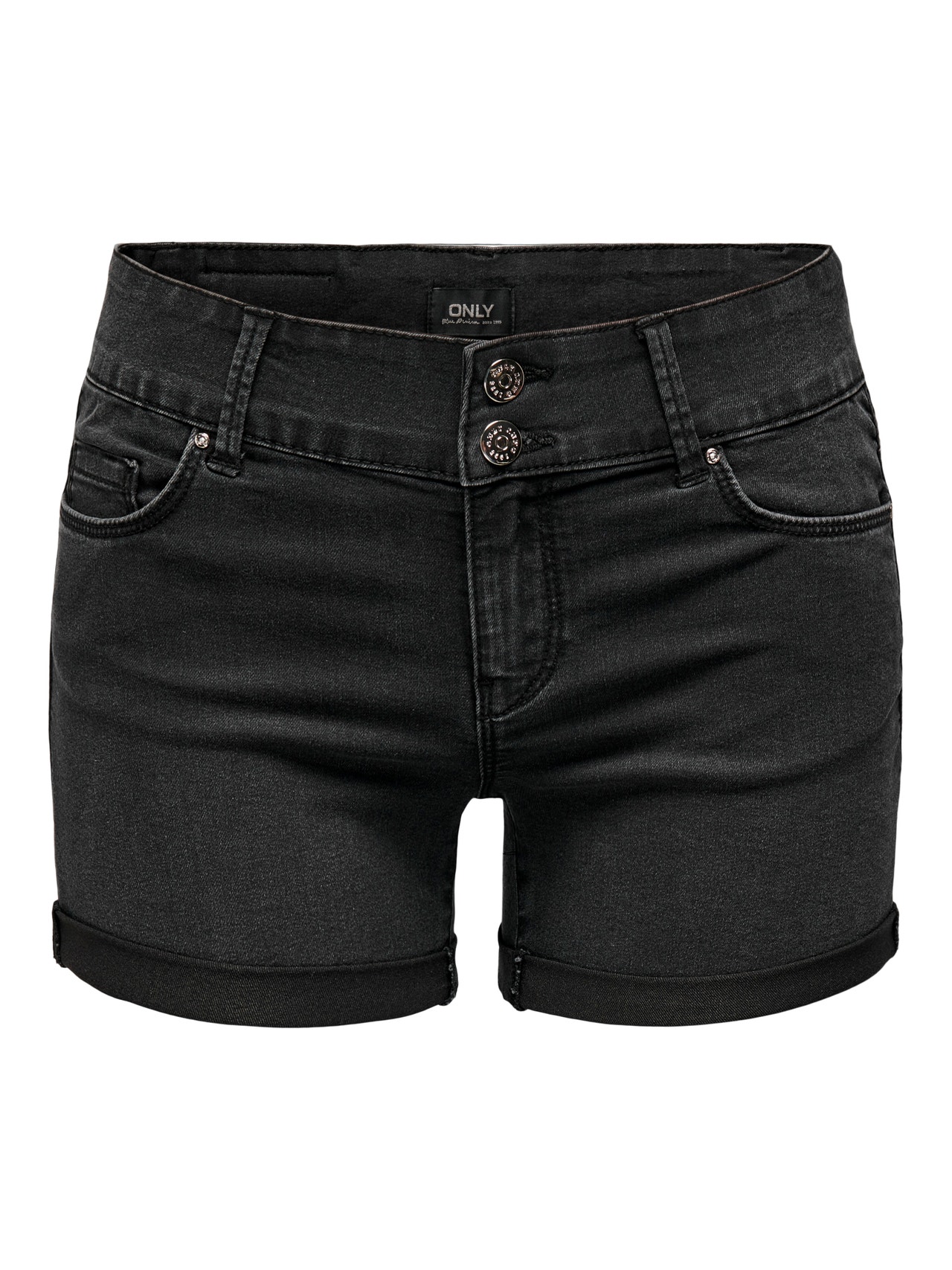 ONLY Slim Fit Normal midje Tall Shorts -Black Denim - 15295874