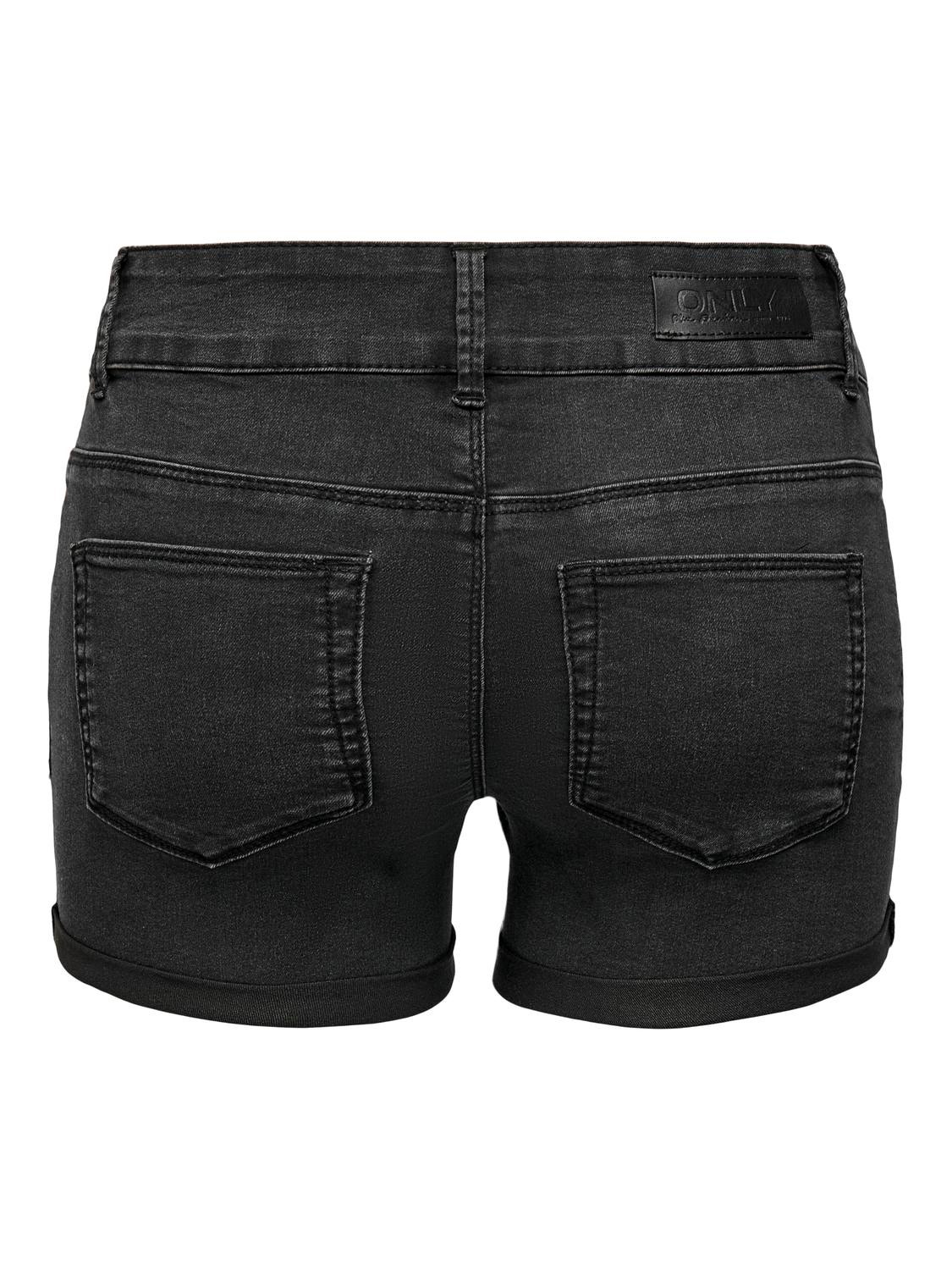 ONLY Slim fit Regular waist Tall Shorts -Black Denim - 15295874