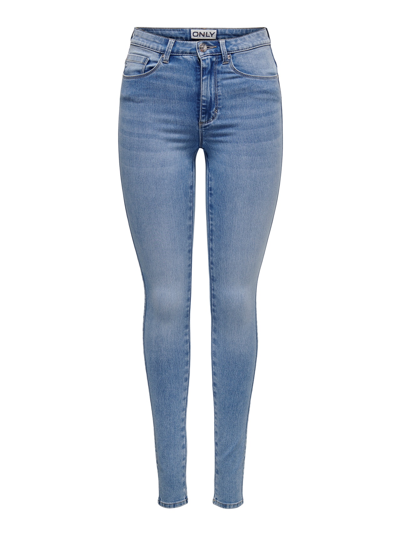 ONLY Skinny Fit Hohe Taille Petite Jeans -Light Blue Denim - 15295883