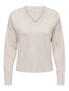 ONLY V-Neck Dropped shoulders Pullover -Whitecap Gray - 15295892