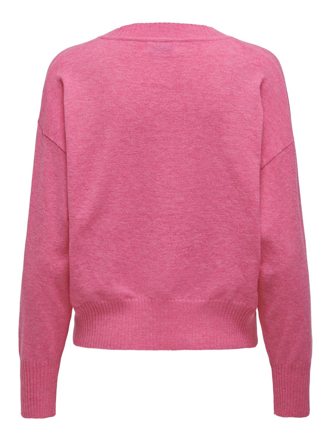ONLY V-neck knitted pullover -Ibis Rose - 15295892