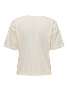 ONLY Lös passform O-ringning Nedsänkta axlar T-shirt -Whisper White - 15295915