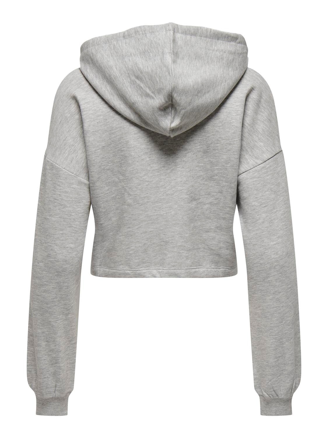 ONLY Cropped Fit Hoodie Dropped shoulders Sweatshirt -Light Grey Melange - 15295938