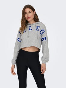 ONLY Cropped fit Hoodie Verlaagde schoudernaden Sweatshirt -Light Grey Melange - 15295938