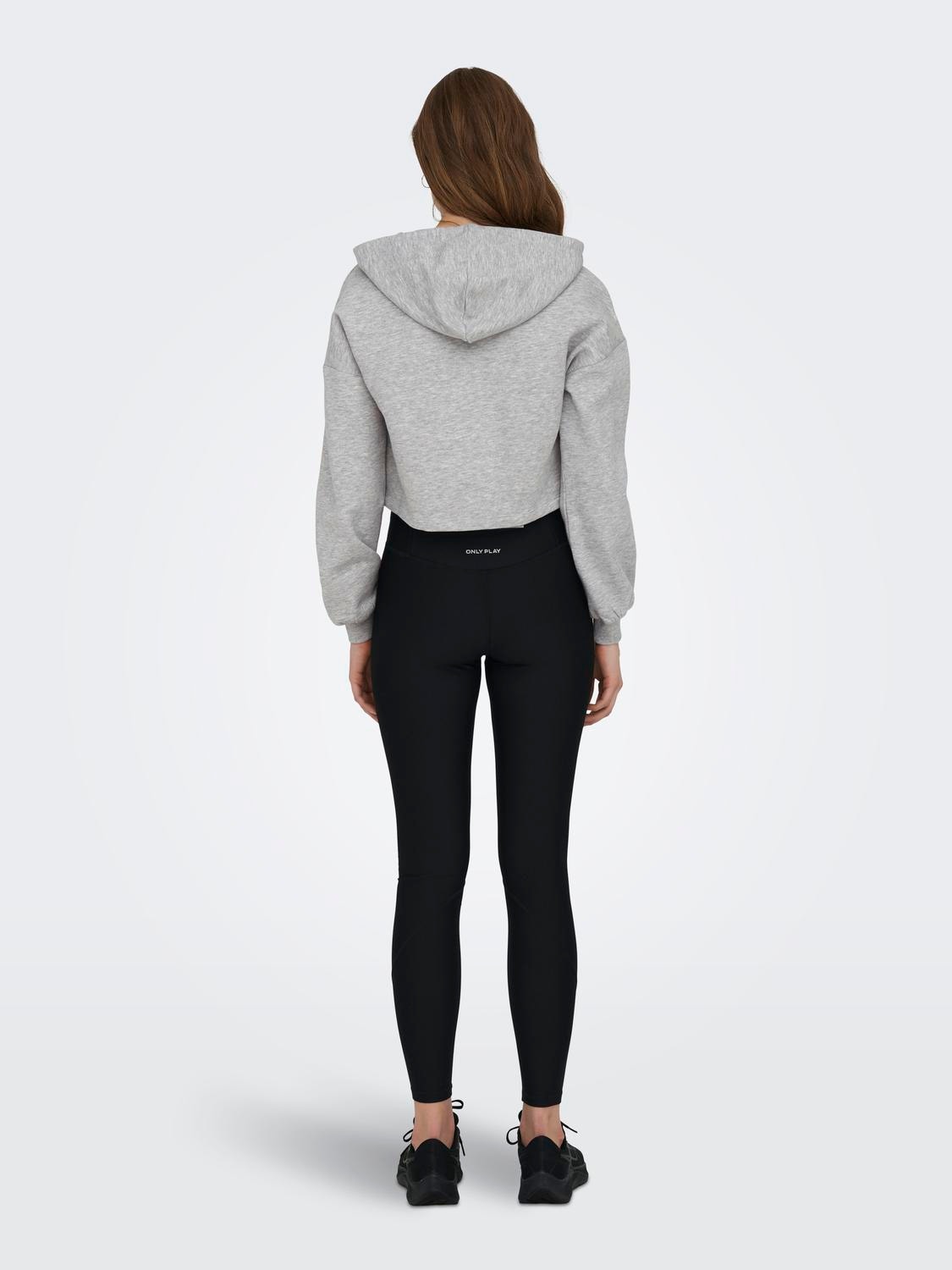 ONLY Cropped Fit Hoodie Nedsänkta axlar Sweatshirt -Light Grey Melange - 15295938