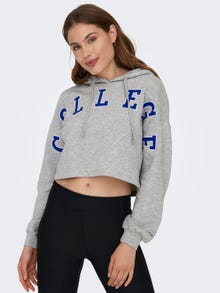 ONLY Cropped sports hoodie -Light Grey Melange - 15295938