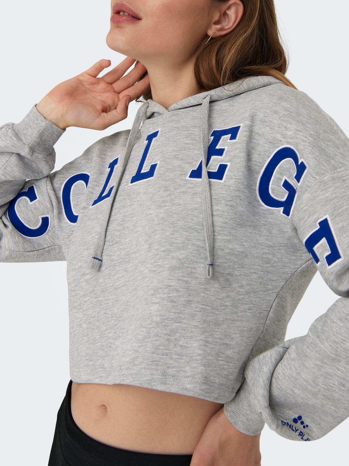 ONLY Cropped sports hoodie -Light Grey Melange - 15295938