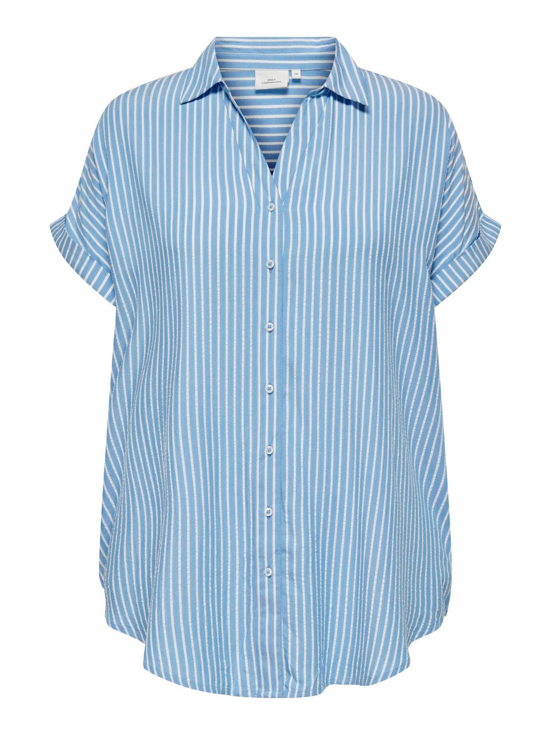 ONLY Loose Fit Shirt collar Fold-up cuffs Shirt -Azure Blue - 15295982
