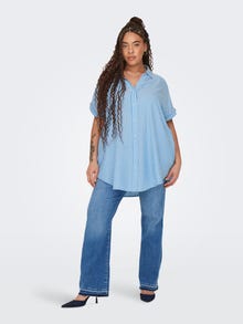 ONLY Loose Fit Shirt collar Fold-up cuffs Shirt -Azure Blue - 15295982