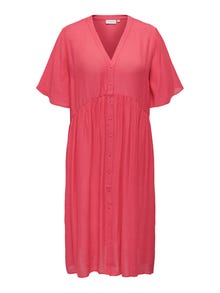 ONLY Robe longue Comfort Fit Col en V Manches ballons -Teaberry - 15296128