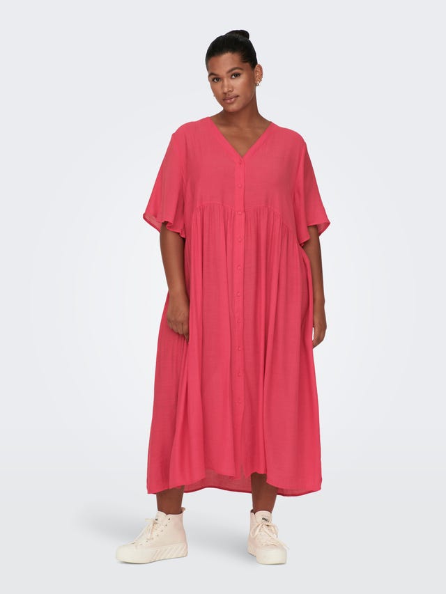 ONLY Komfort Fit V-Ausschnitt BallonÃ¤rmel Langes Kleid - 15296128