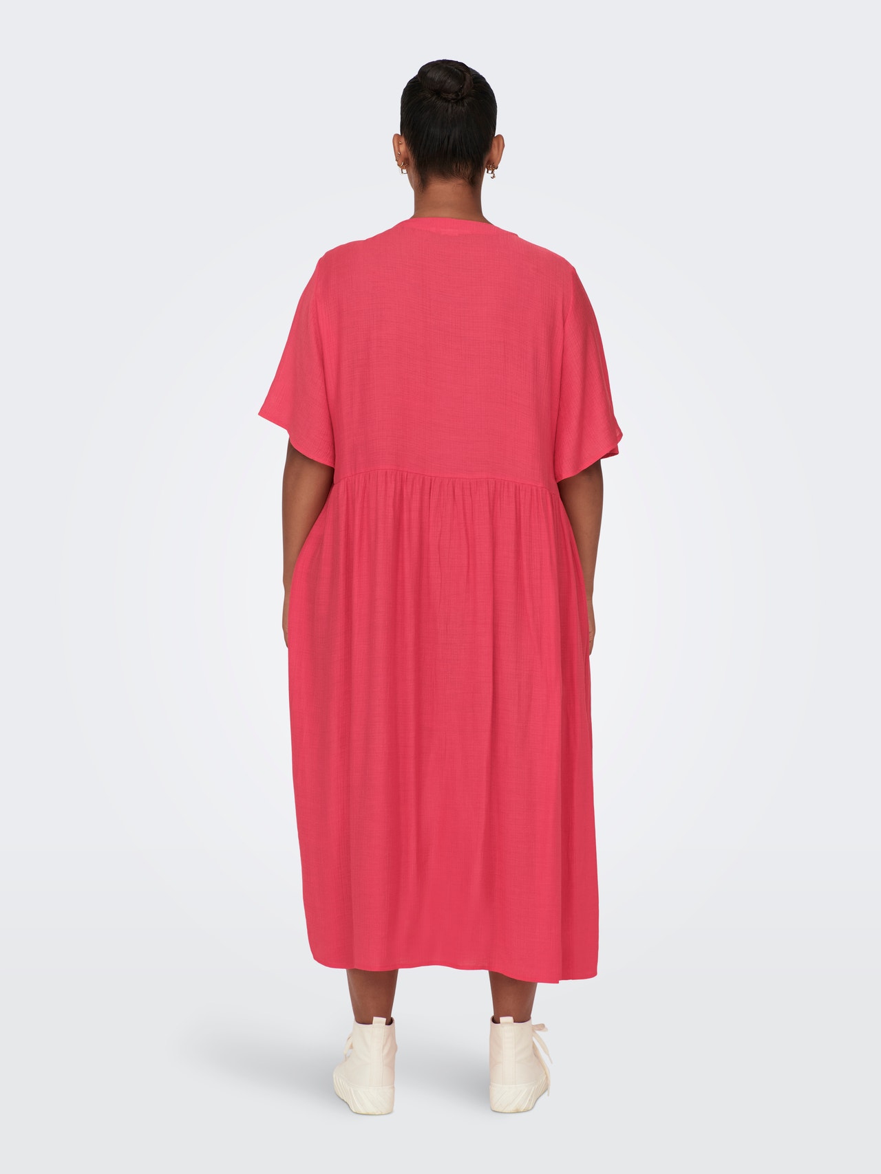 ONLY Comfort fit V-Hals Ballonmouwen Lange jurk -Teaberry - 15296128