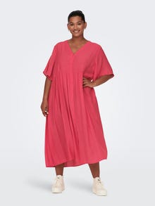 ONLY Robe longue Comfort Fit Col en V Manches ballons -Teaberry - 15296128