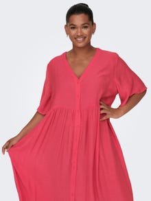 ONLY Comfort Fit V-Neck Balloon sleeves Long dress -Teaberry - 15296128
