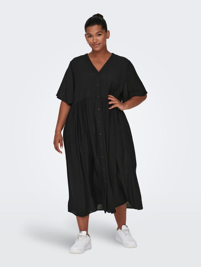 ONLY Robe longue Comfort Fit Col en V Manches ballons - 15296128