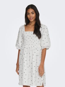 ONLY Mini kjole med smock -Bright White - 15296181