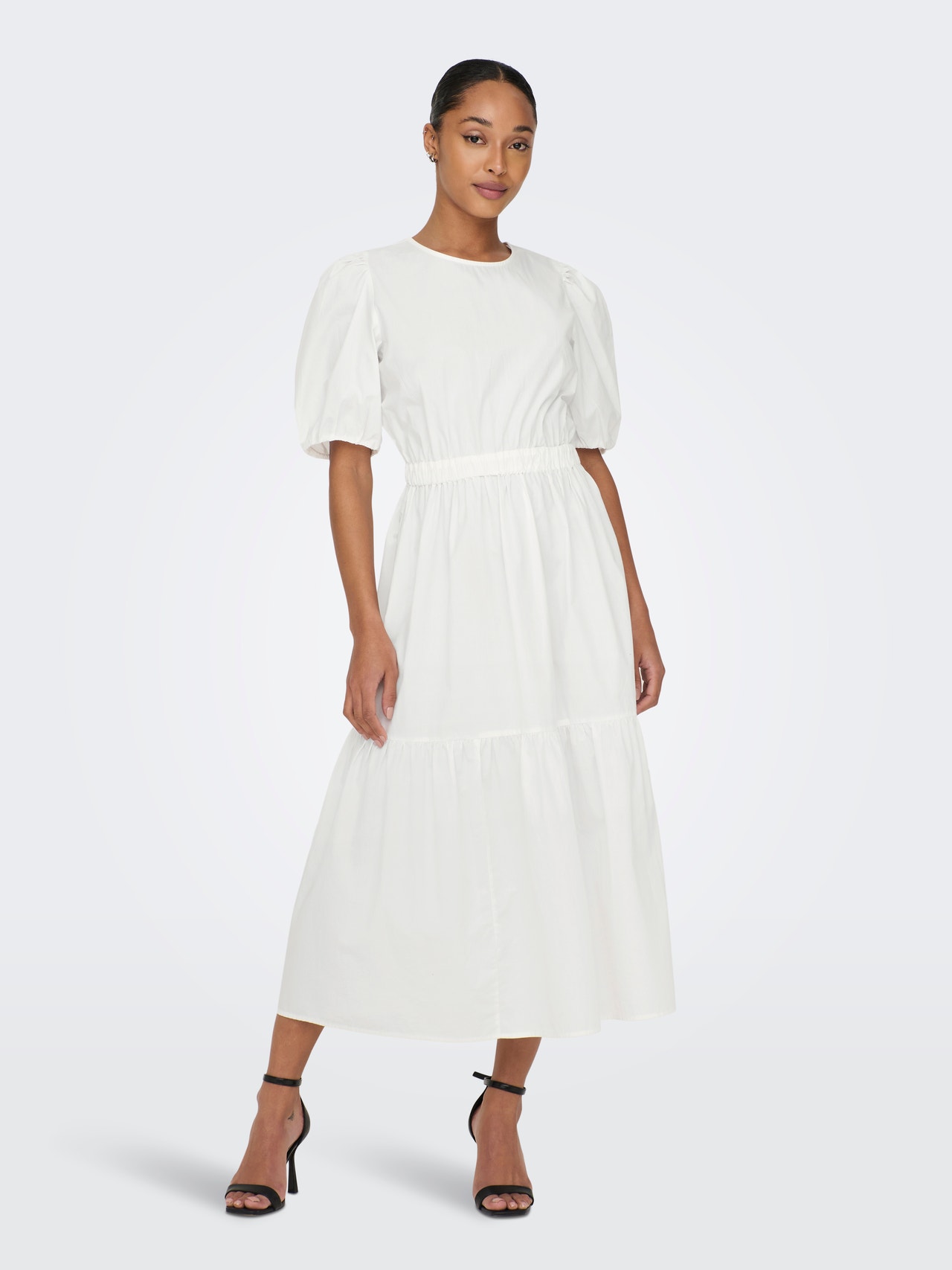 ONLY Midi dress with tie detail -Cloud Dancer - 15296213