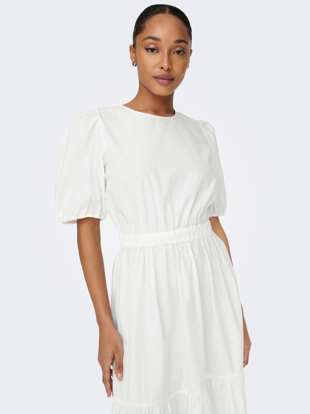 ONLY Midi dress with tie detail -Cloud Dancer - 15296213
