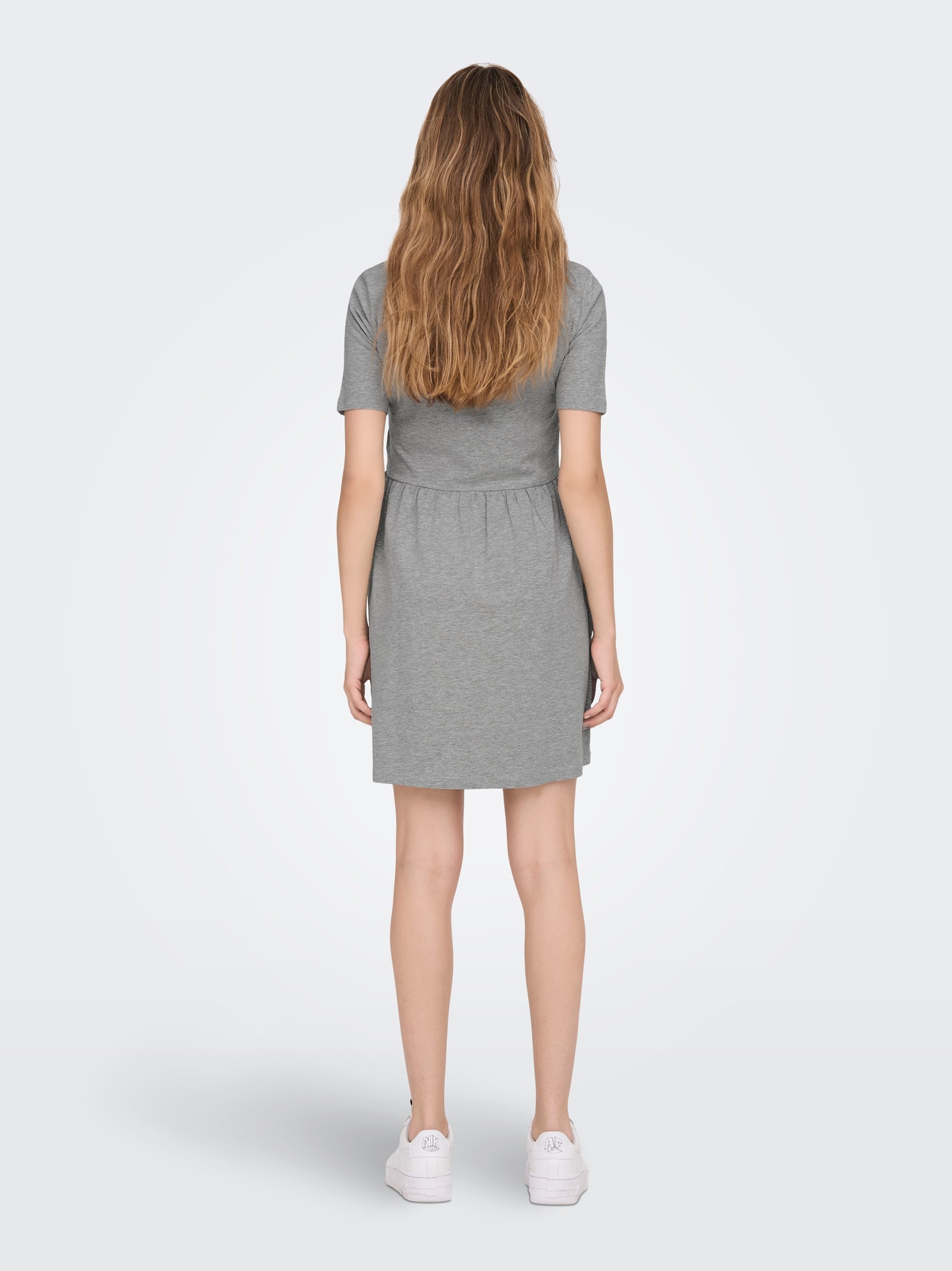 ONLY Slim Fit O-hals Kort kjole -Light Grey Melange - 15296215